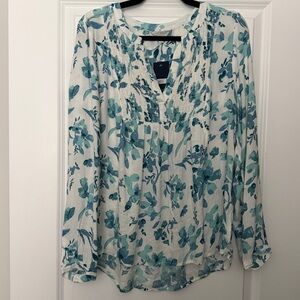 Lucky Brand Teal and White Floral Blouse